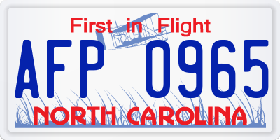 NC license plate AFP0965