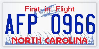 NC license plate AFP0966