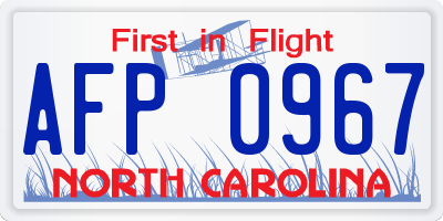 NC license plate AFP0967