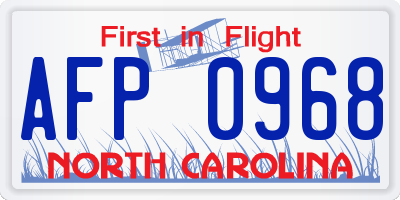 NC license plate AFP0968