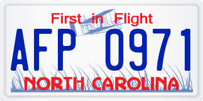 NC license plate AFP0971