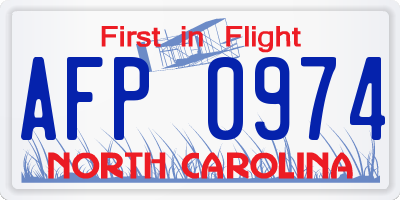 NC license plate AFP0974