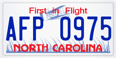 NC license plate AFP0975