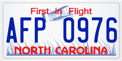 NC license plate AFP0976