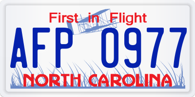 NC license plate AFP0977