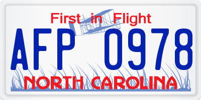 NC license plate AFP0978
