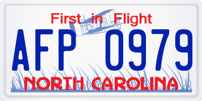 NC license plate AFP0979