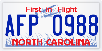 NC license plate AFP0988