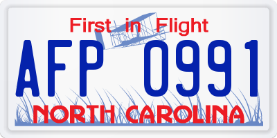 NC license plate AFP0991
