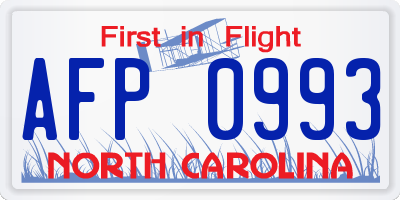 NC license plate AFP0993