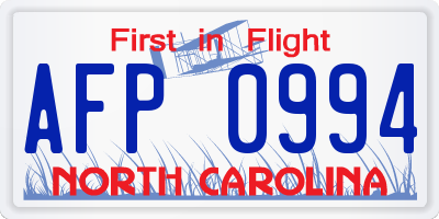 NC license plate AFP0994