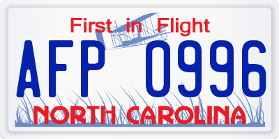 NC license plate AFP0996