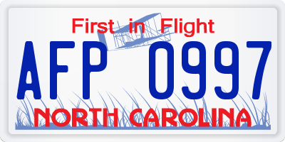 NC license plate AFP0997
