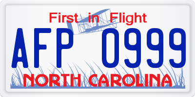 NC license plate AFP0999