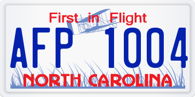 NC license plate AFP1004