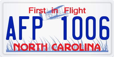NC license plate AFP1006