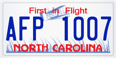 NC license plate AFP1007