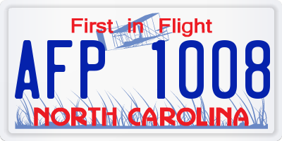 NC license plate AFP1008