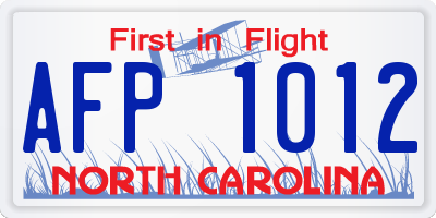NC license plate AFP1012