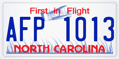 NC license plate AFP1013