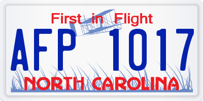 NC license plate AFP1017