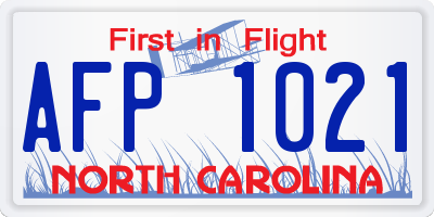 NC license plate AFP1021