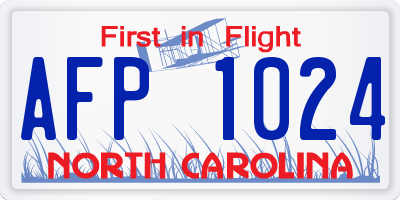 NC license plate AFP1024