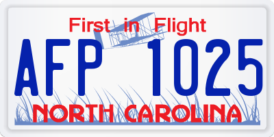 NC license plate AFP1025