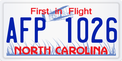 NC license plate AFP1026