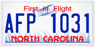 NC license plate AFP1031