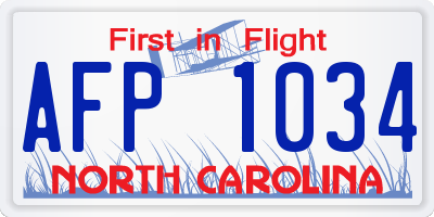 NC license plate AFP1034