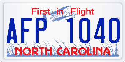 NC license plate AFP1040