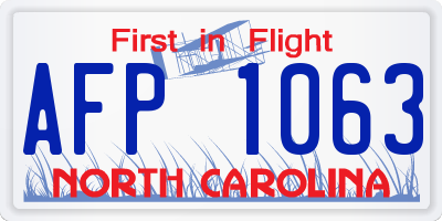 NC license plate AFP1063