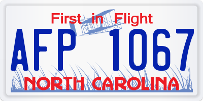 NC license plate AFP1067