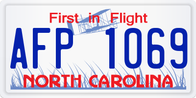 NC license plate AFP1069