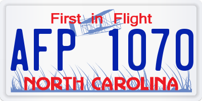 NC license plate AFP1070