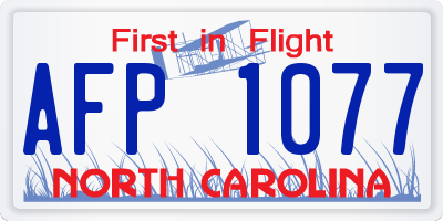 NC license plate AFP1077
