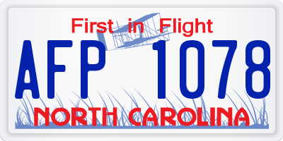 NC license plate AFP1078