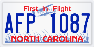 NC license plate AFP1087