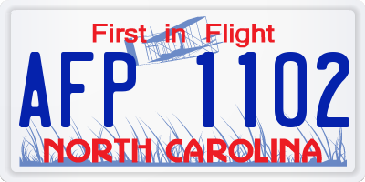 NC license plate AFP1102