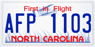 NC license plate AFP1103