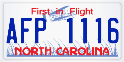 NC license plate AFP1116