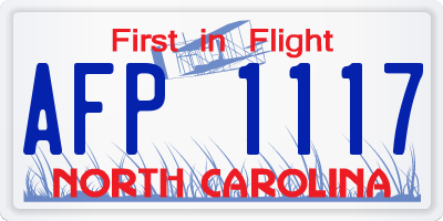 NC license plate AFP1117