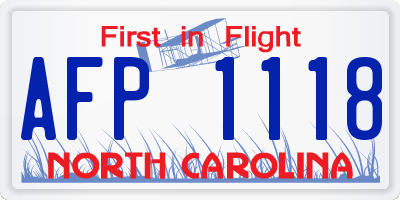 NC license plate AFP1118