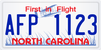NC license plate AFP1123