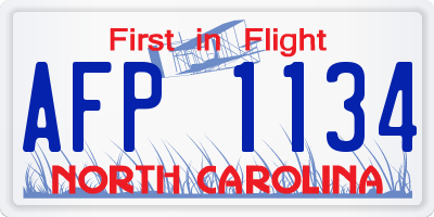 NC license plate AFP1134