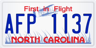 NC license plate AFP1137