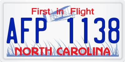 NC license plate AFP1138