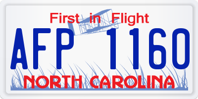 NC license plate AFP1160