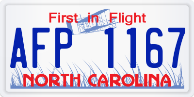 NC license plate AFP1167